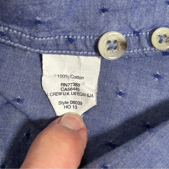 J. Crew Men's Casual Blue Button-Down Shirt with Textured Dots - Picture 10 of 12